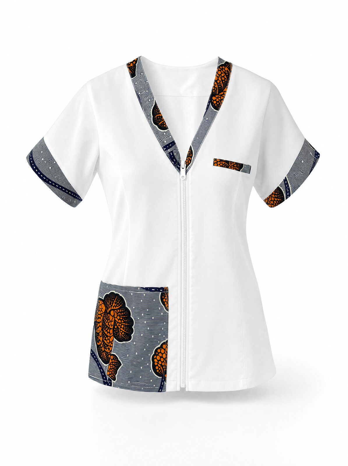 Blouse médicale blanche finitions wax