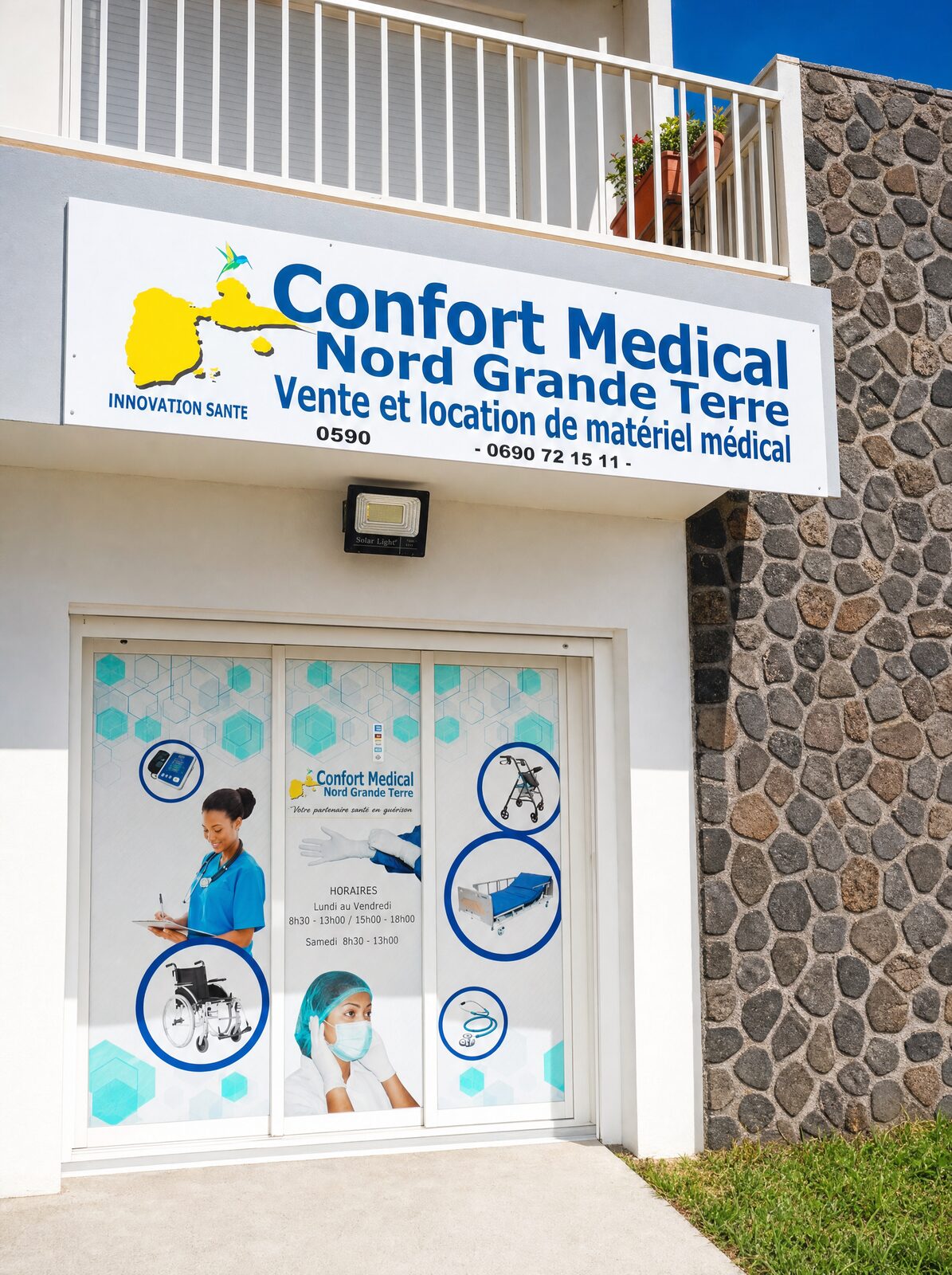 Devanture de la boutique Confort Médical à Port-Louis